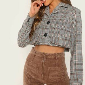 Cropped Plaid Jacket